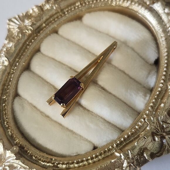 Avon Gold Tone and Purple Glass Stone Women's Pendant - Picture 2 of 4
